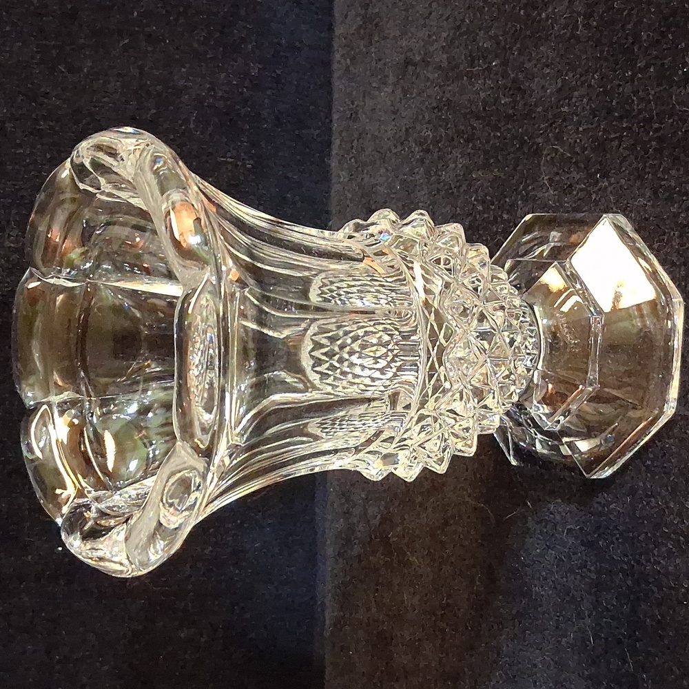 Vtg Heavy Clear Lead Crystal Vase Pressed Glass